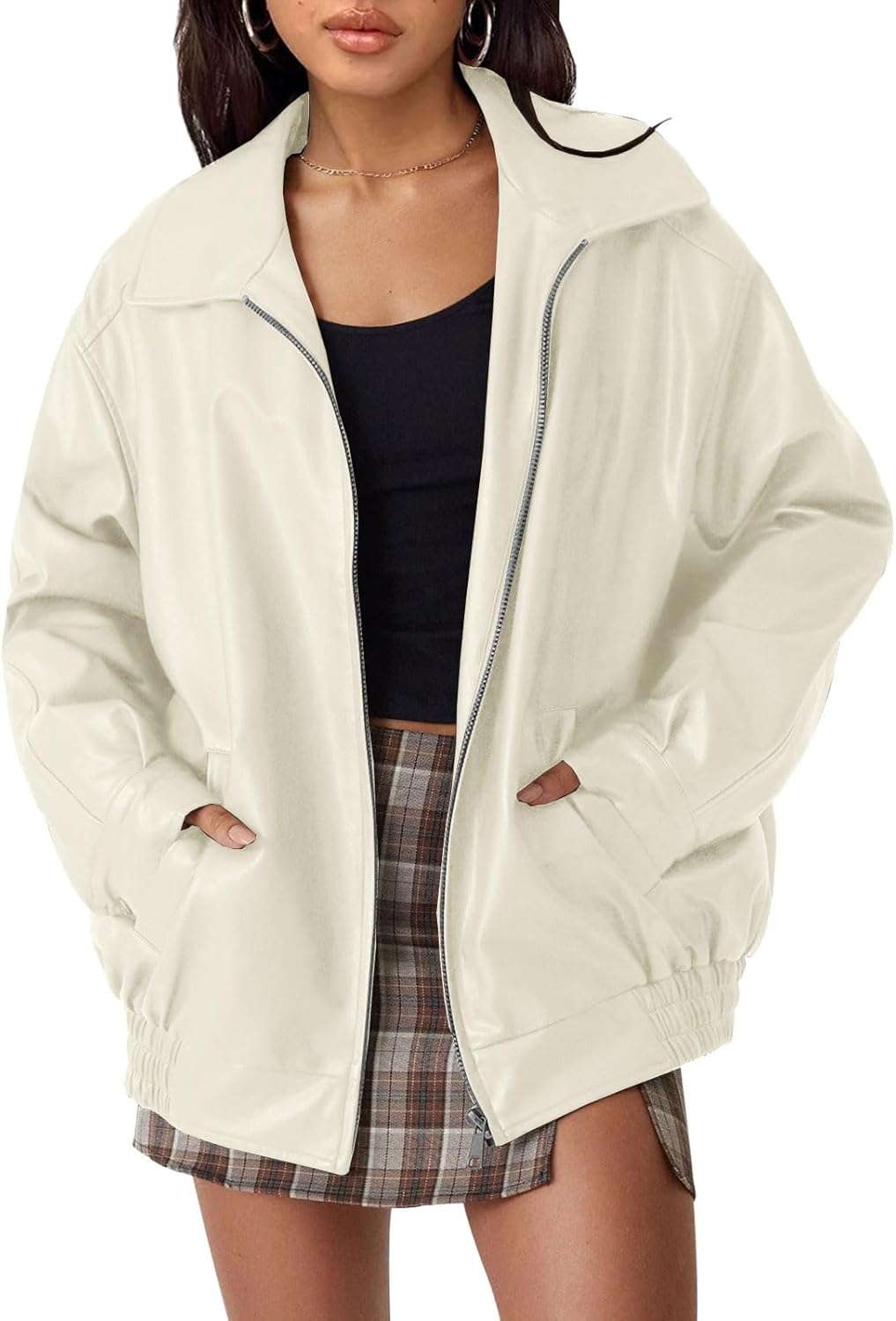 Oversized Faux Leather Jackets for Women - Trendy Fall Fashion