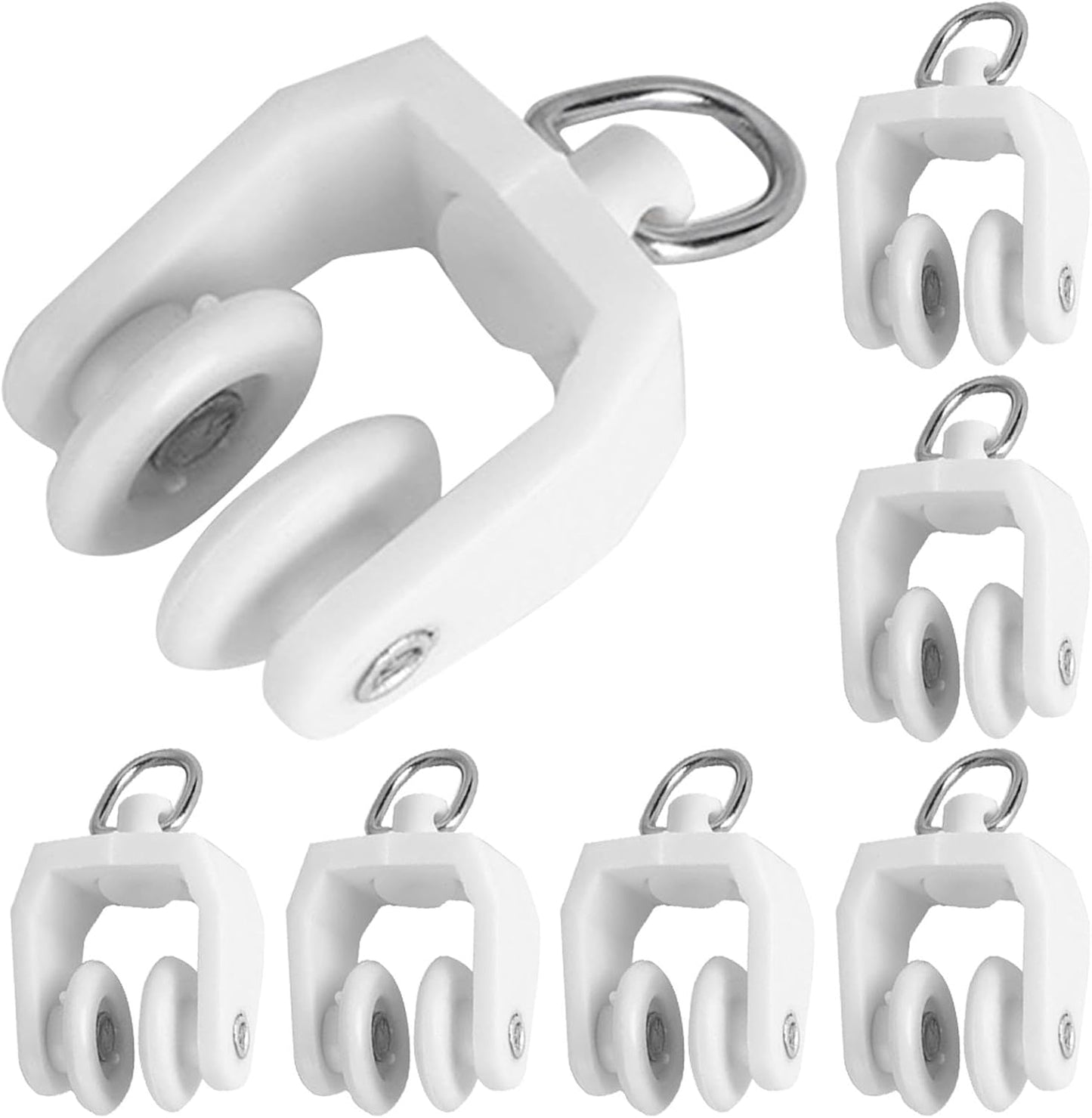 50pcs Heavy-Duty Curtain Rail Rollers - Smooth Gliding Hooks - White