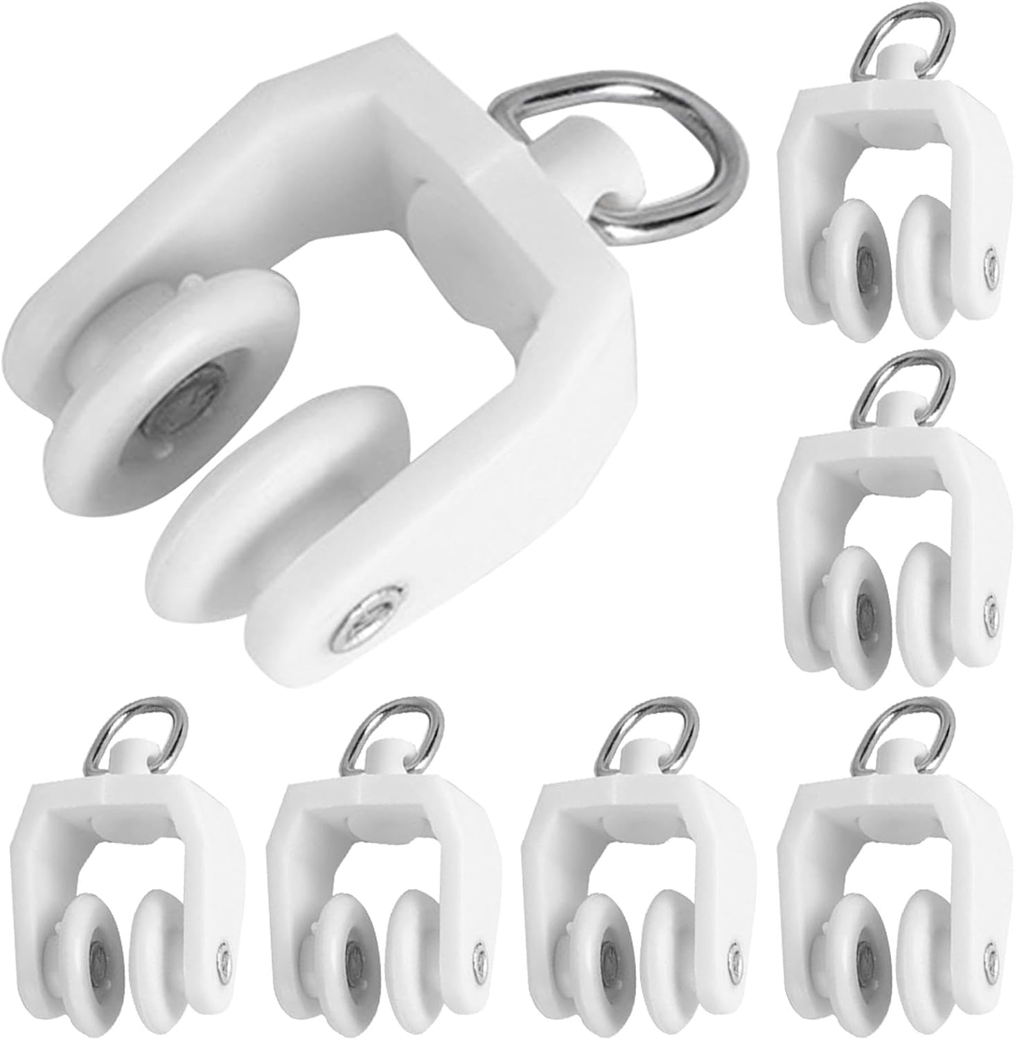 50pcs Heavy-Duty Curtain Rail Rollers - Smooth Gliding Hooks - White