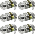 Privacy Door Knobs 6 Pack Brushed Nickel Round Keyless - Privacy