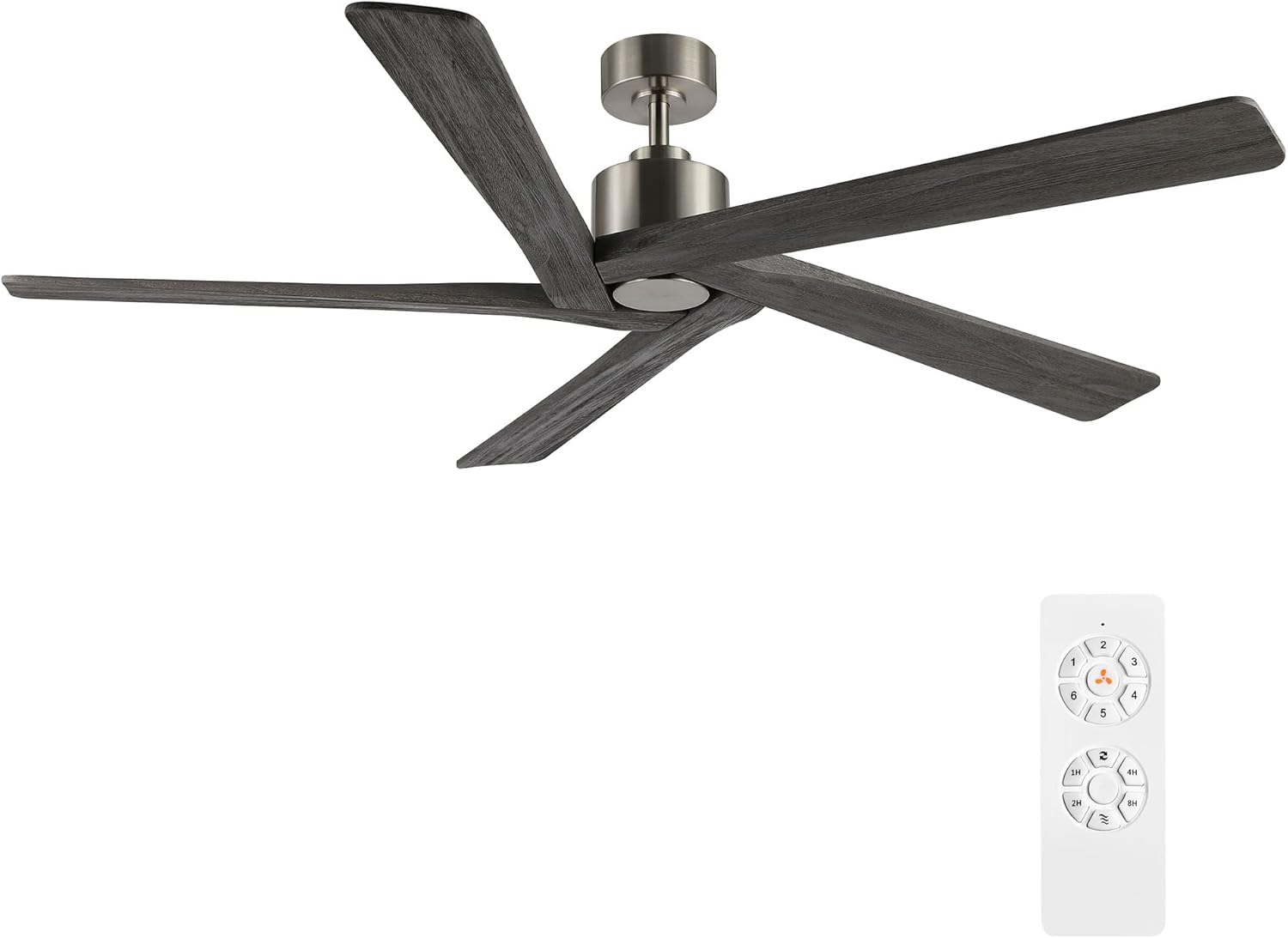 WINGBO 54 DC Ceiling Fan, Noiseless Motor, Remote Control - Brushed Nickel