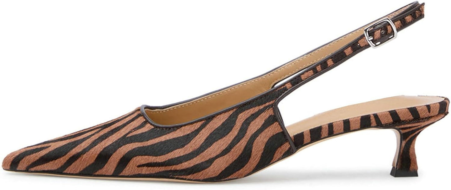 Pointed Toe Slingback Kitten Heels for Women by KysBloes