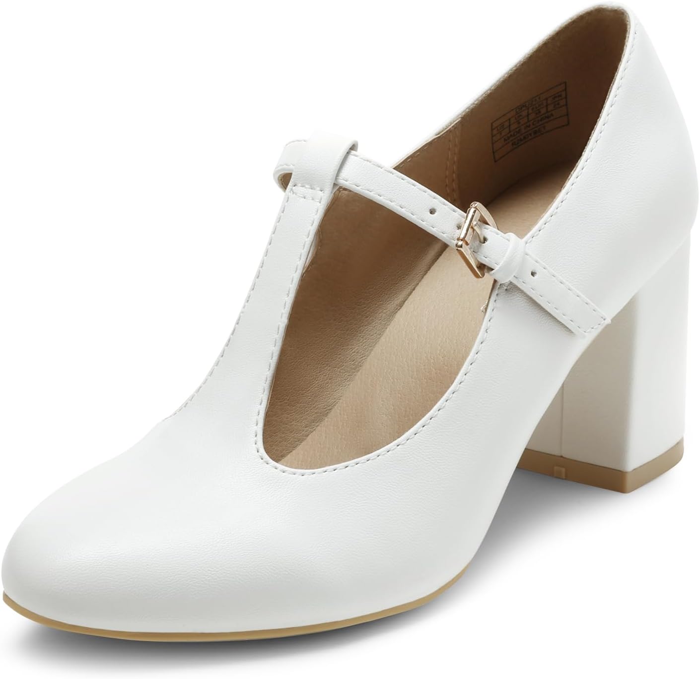 DREAM PAIRS Low Chunky Heels T-Strap Mary Jane Pumps for Women