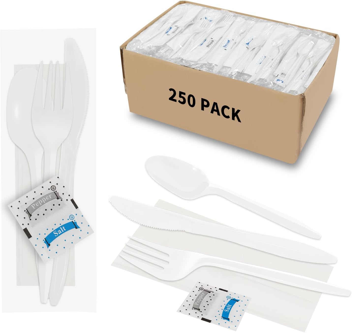 Individually Wrapped Black Plastic Cutlery Sets for Dining Needs