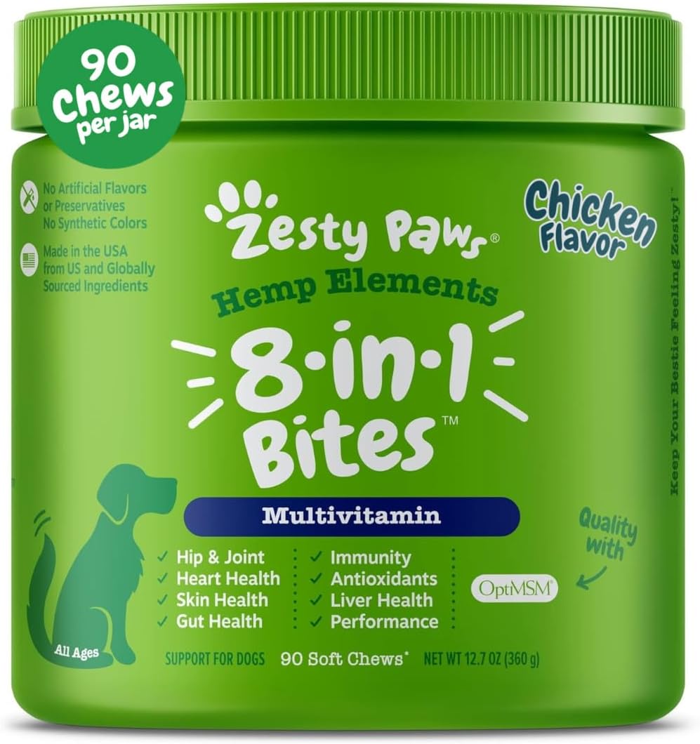 Zesty Paws 8-in-1 Bites for Dogs with Hemp Seed, 90 Count