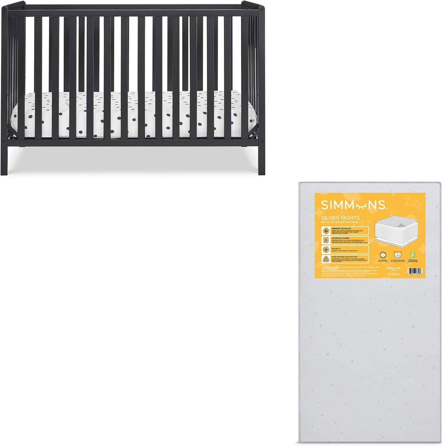 Delta Children Heartland 4-in-1 Convertible Crib and Mattress Bundle