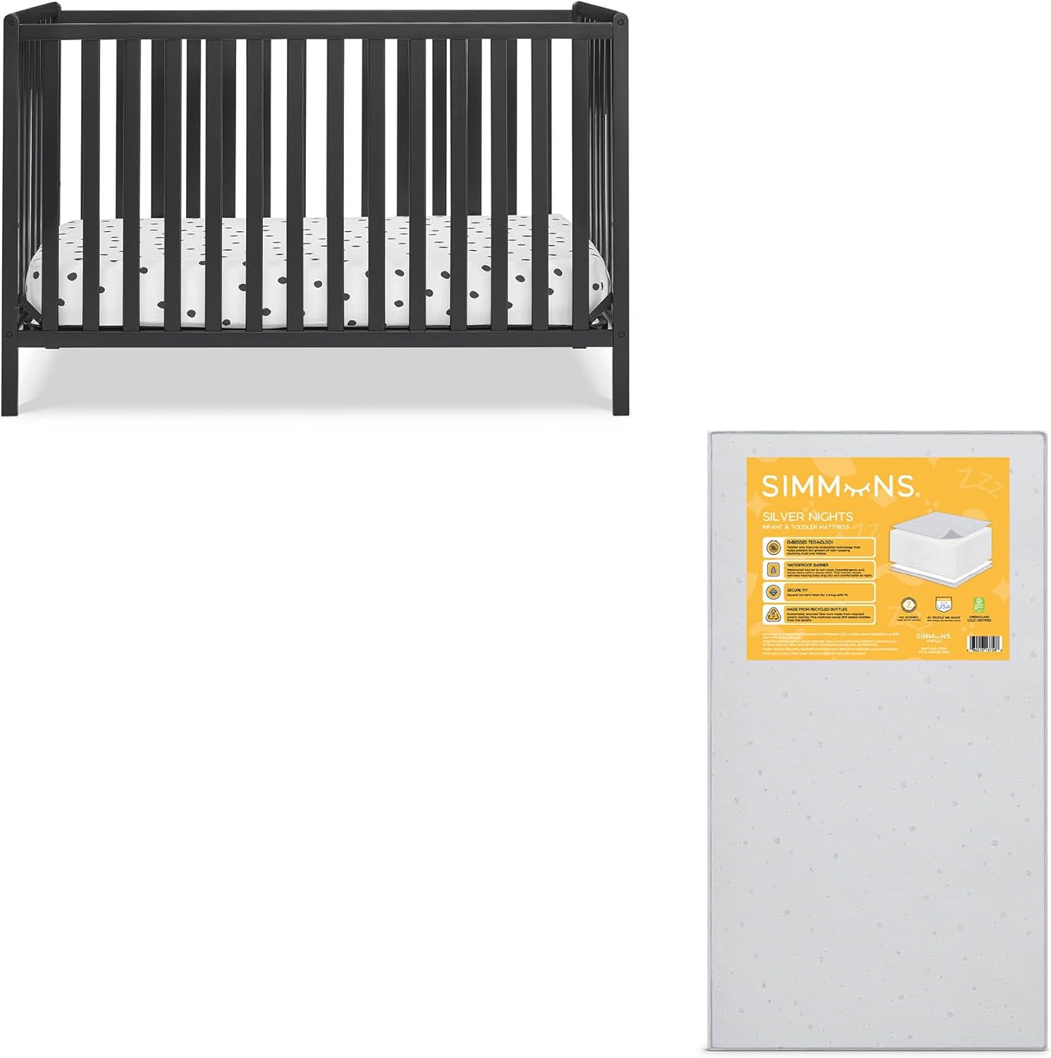 Delta Children Heartland 4-in-1 Convertible Crib and Mattress Bundle