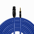 Balanced XLR Female Cable to 3.5 TRS Male - 100 Feet Blue