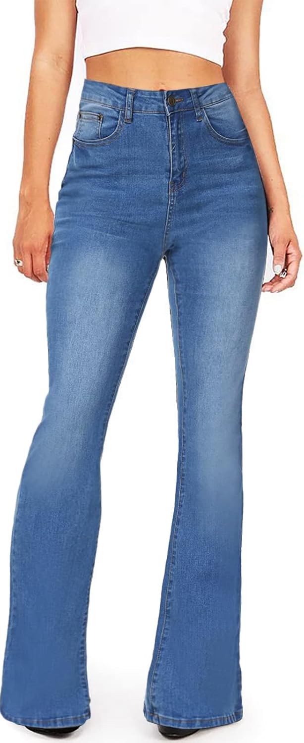 BISUAL Women's Black Bell Bottom Jeans for Fashionable Style