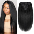 Seamless Clip In Hair Extensions Human Hair Kinky Straight 14in