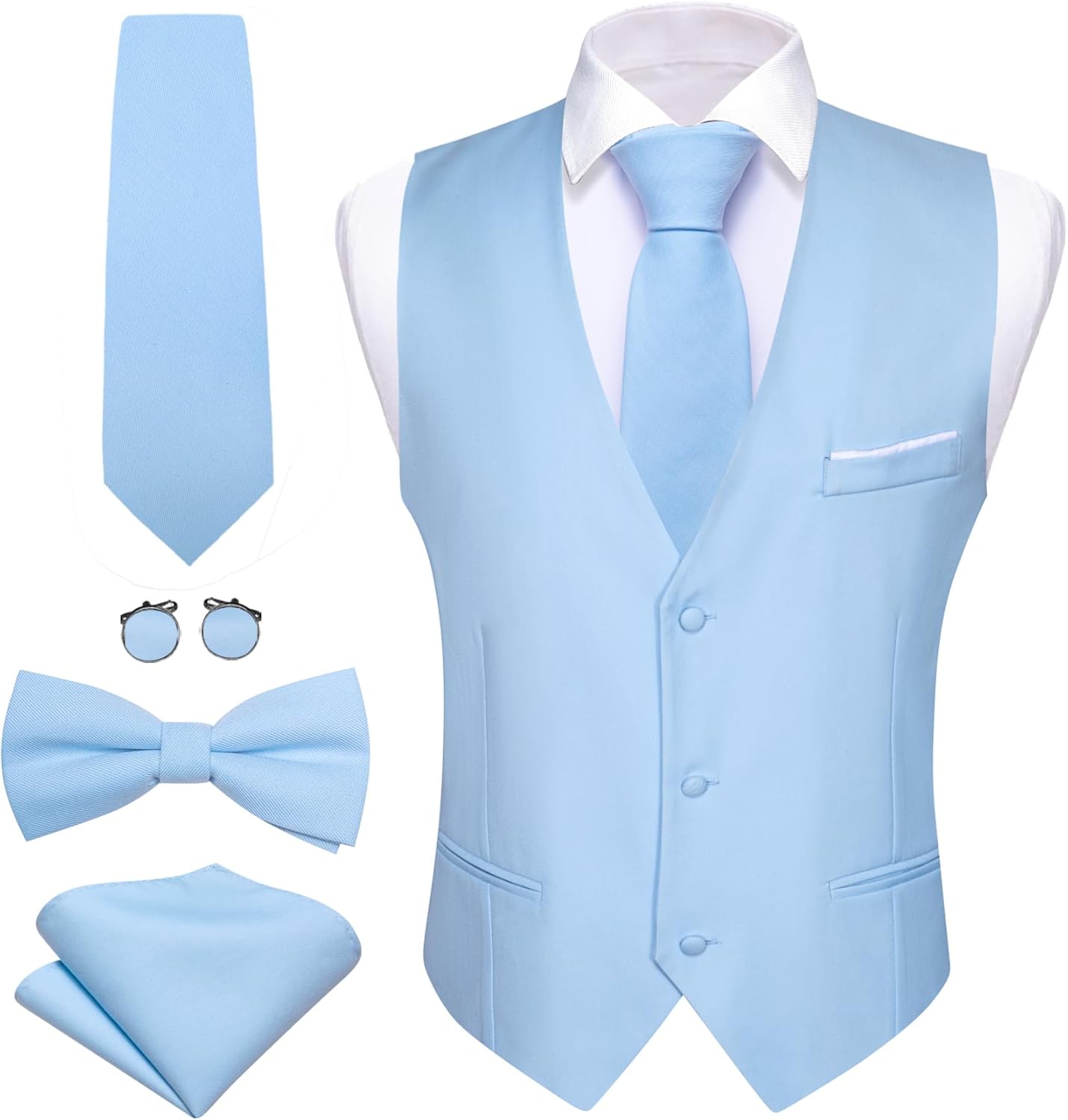 Barry.Wang Mens Formal Business Suit Vest Slim Fit for Weddings