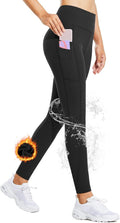 Women's Fleece Lined Leggings High Waisted with Pockets - Warm, Water
