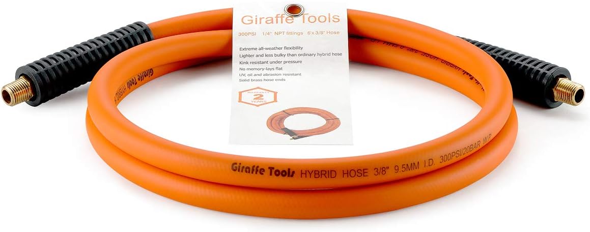 Giraffe Tools 6ft Hybrid Air Hose: Heavy Duty & Lightweight