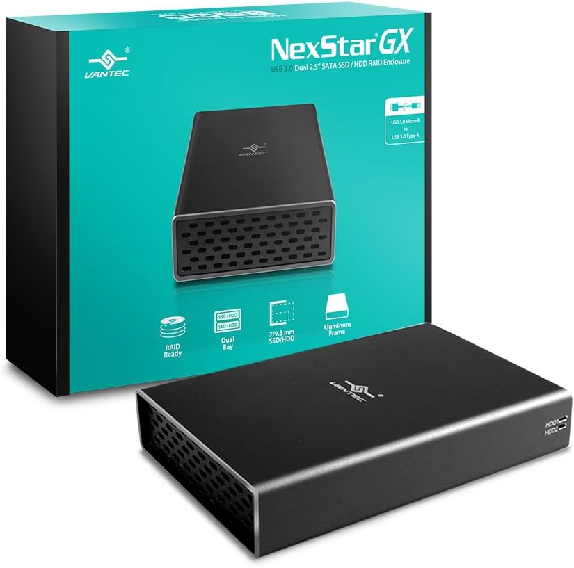 Vantec Nexstar GX USB 3.0 Dual 2.5in SATA SSD/HDD RAID Enclosure