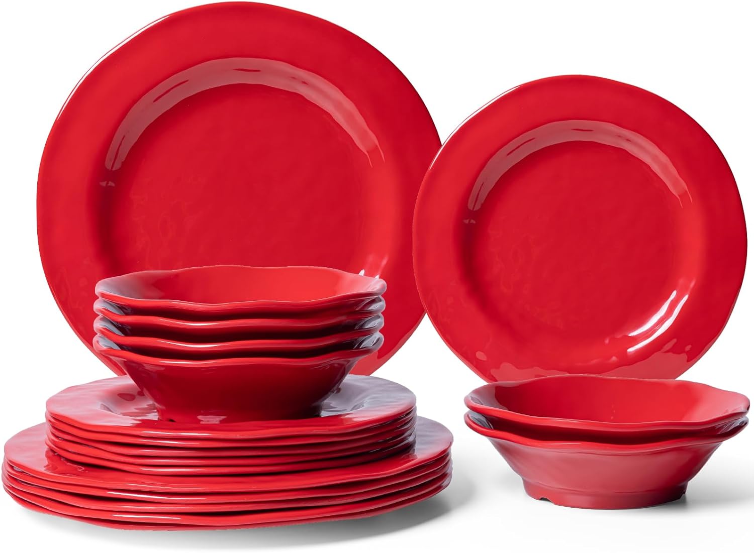 LEHAHA Red Melamine Dinnerware Set for Stylish Dining Experience