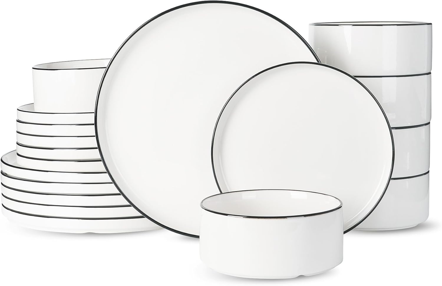 Famiware Porcelain Dinnerware Set, 18-Piece Modern Tableware