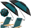 2 Pack 48.6in Double Canopy Beach Umbrella with Clamp - UPF50+ Shade