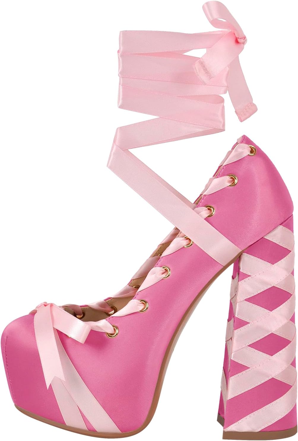 Platform Heels Chunky Bow Ribbon Pumps for Stylish Comfort