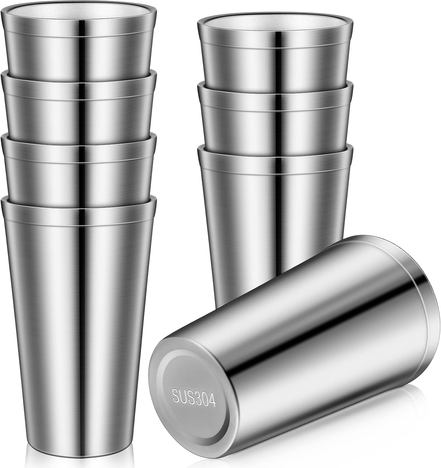 Zopeal Stainless Steel Cups 16 Oz - Durable Double Wall Tumblers