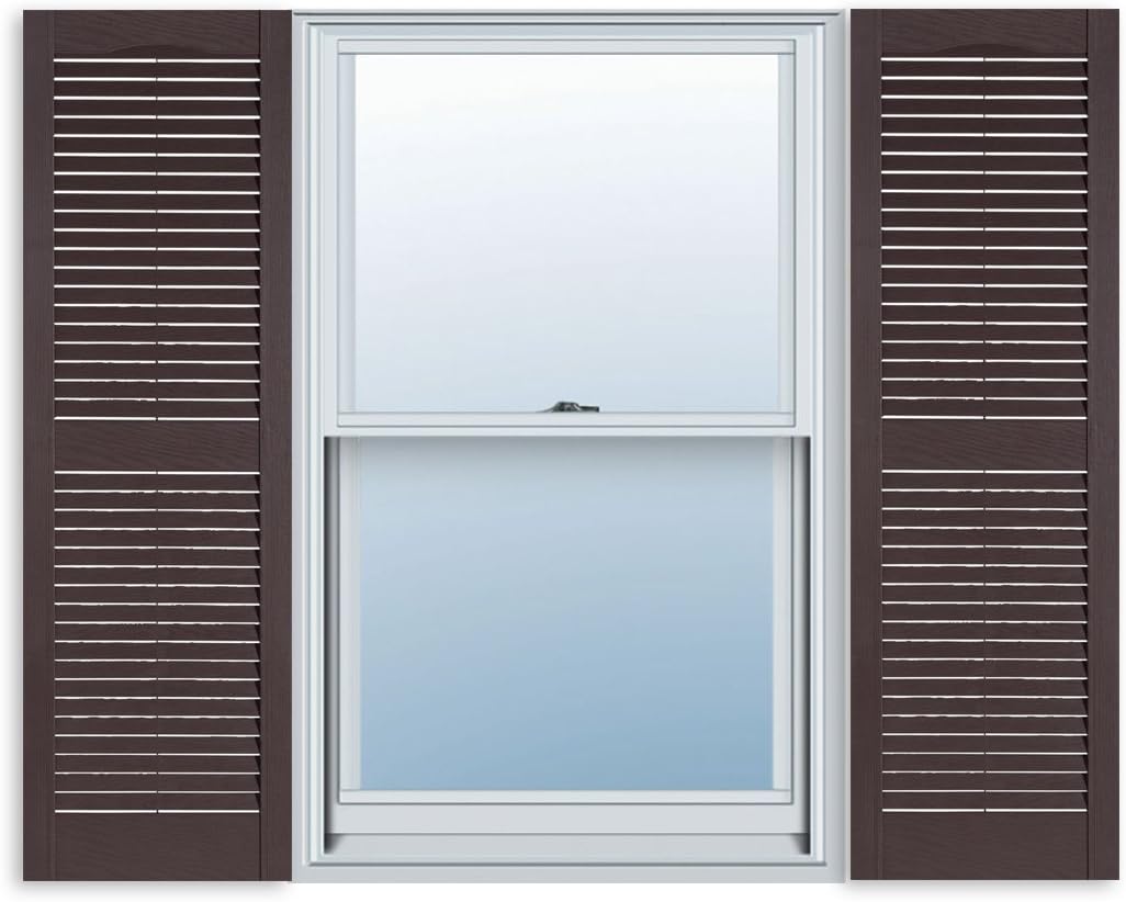 Exterior Solutions Standard Louver Vinyl Shutter Pair, 15in x 71in