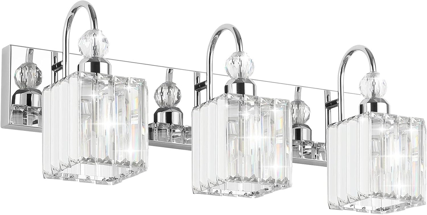 Ralbay Chrome Crystal Bathroom Vanity Light - 3-Lights