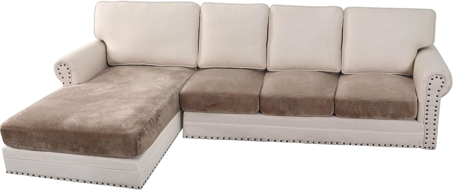 H.VERSAILTEX Velvet Stretch Sectional Couch Covers for Comfort