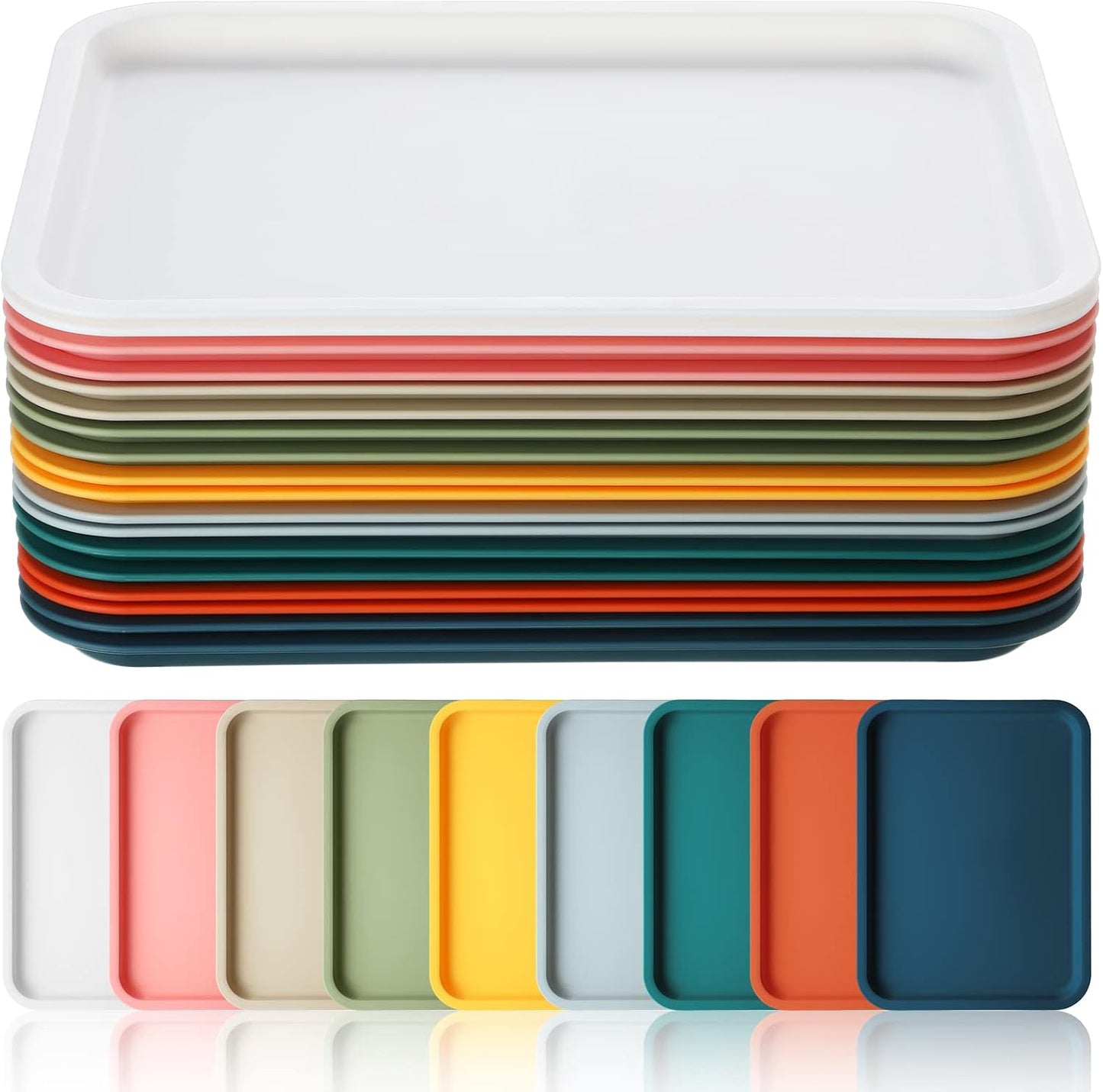 18 Pcs Colorful Fast Food Trays for Restaurant and Cafeteria