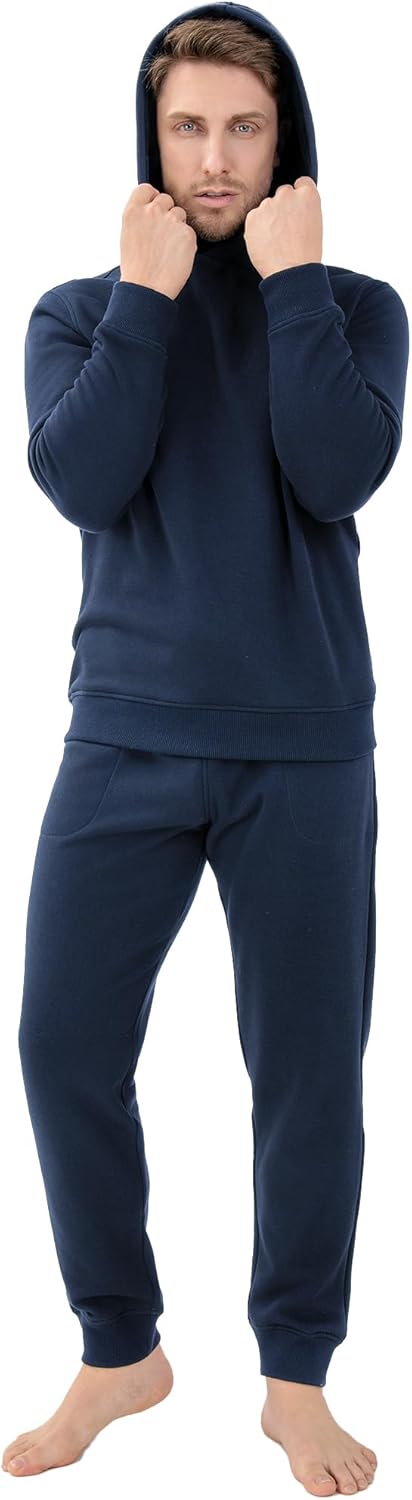 DAVID ARCHY Men's Pajama Sets Soft Warm Fleece Hooded Sleepwear