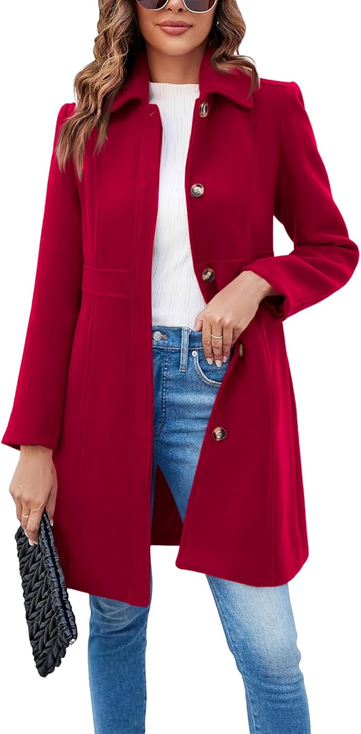 Elegant Long Sleeve Mid Winter Overcoat for Women - Fisoew