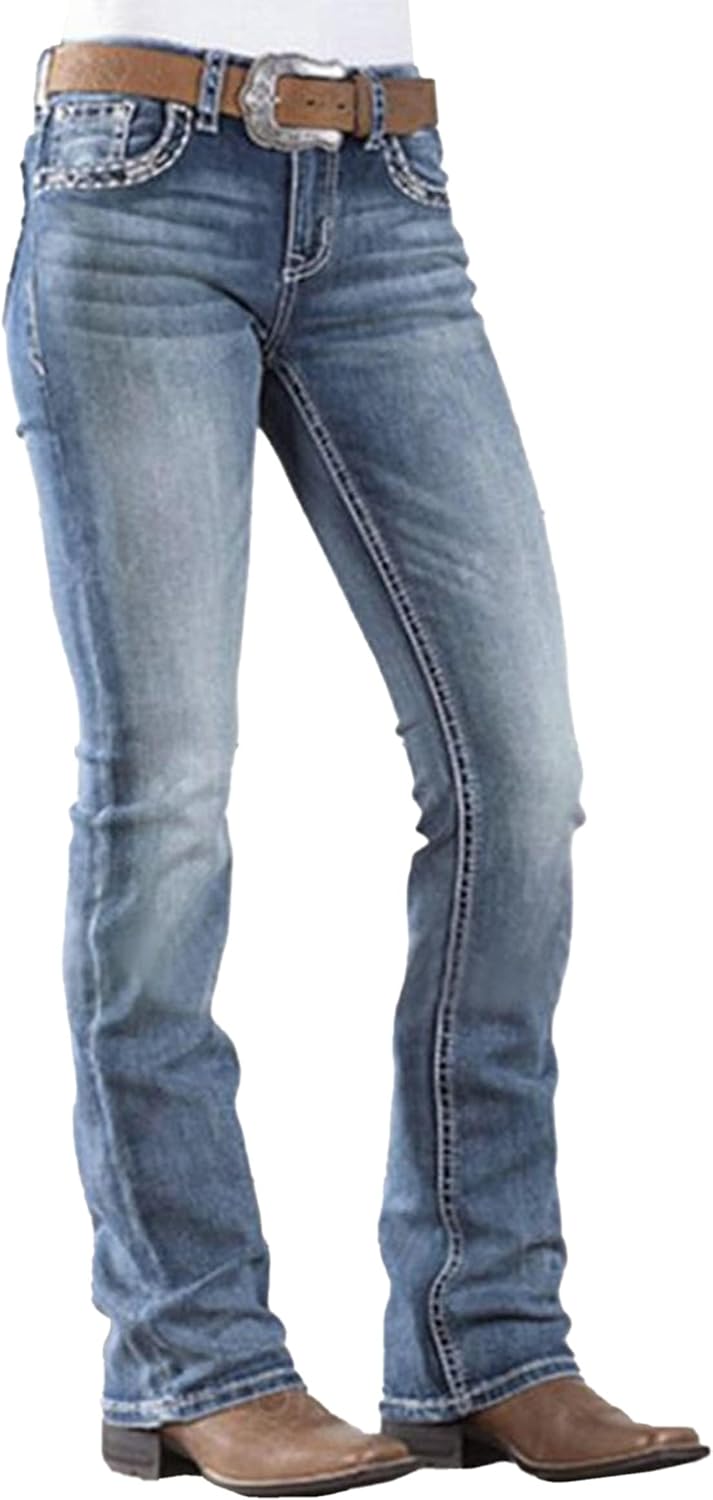 Women's 90s Mid Rise Bootcut High Stretch Denim Pants Review