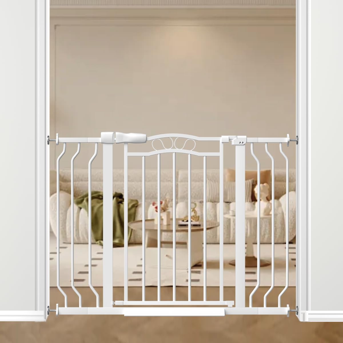 29.5-43.7 in Wide Baby Gate for Stairs No Drilling, 30 in Tall