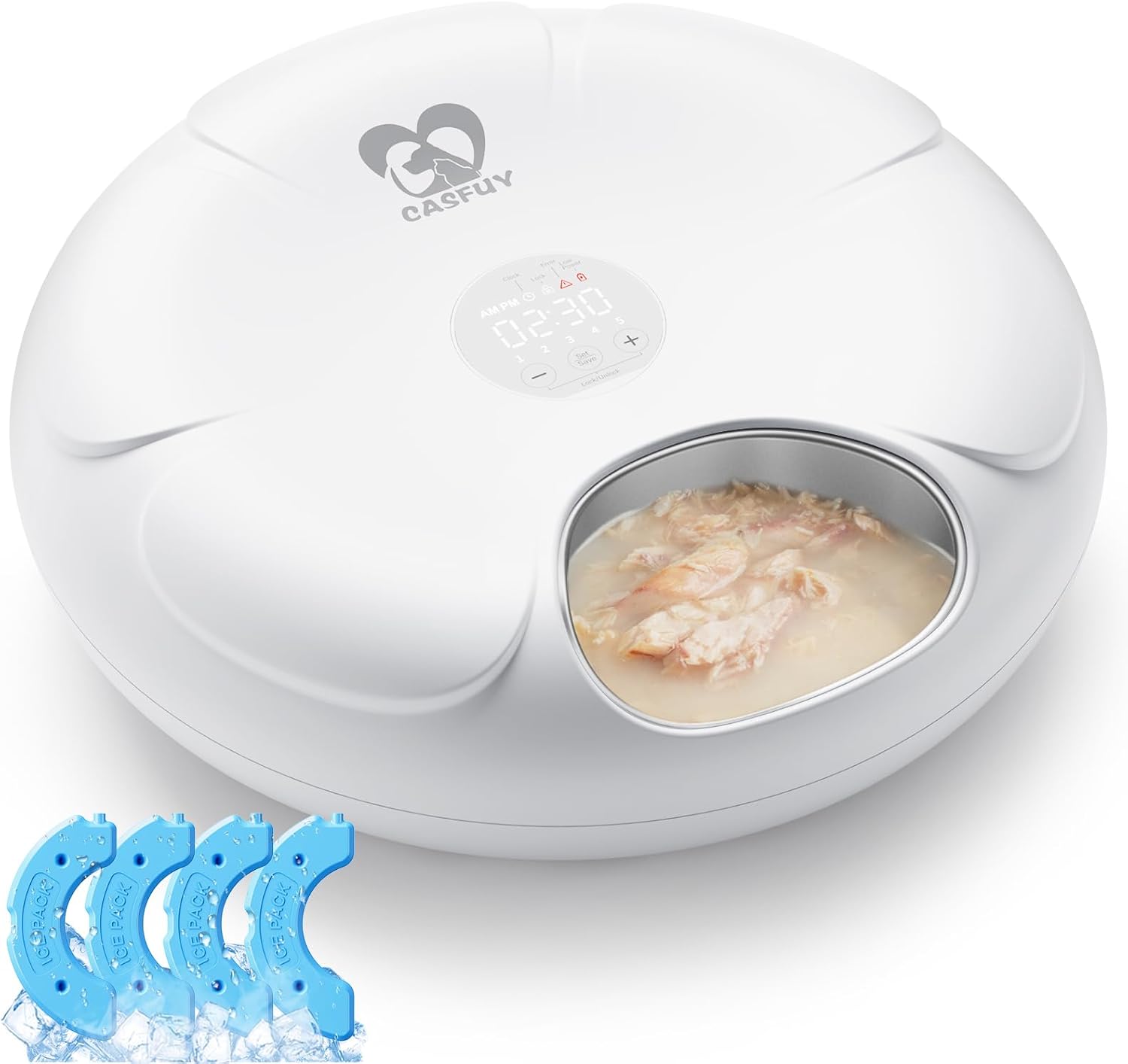 Casfuy Automatic Cat Feeder - Rechargeable Pet Food Dispenser