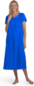 Miss Elaine Nightgown - Long Tricot Nightgown with Flutter Sleeves can