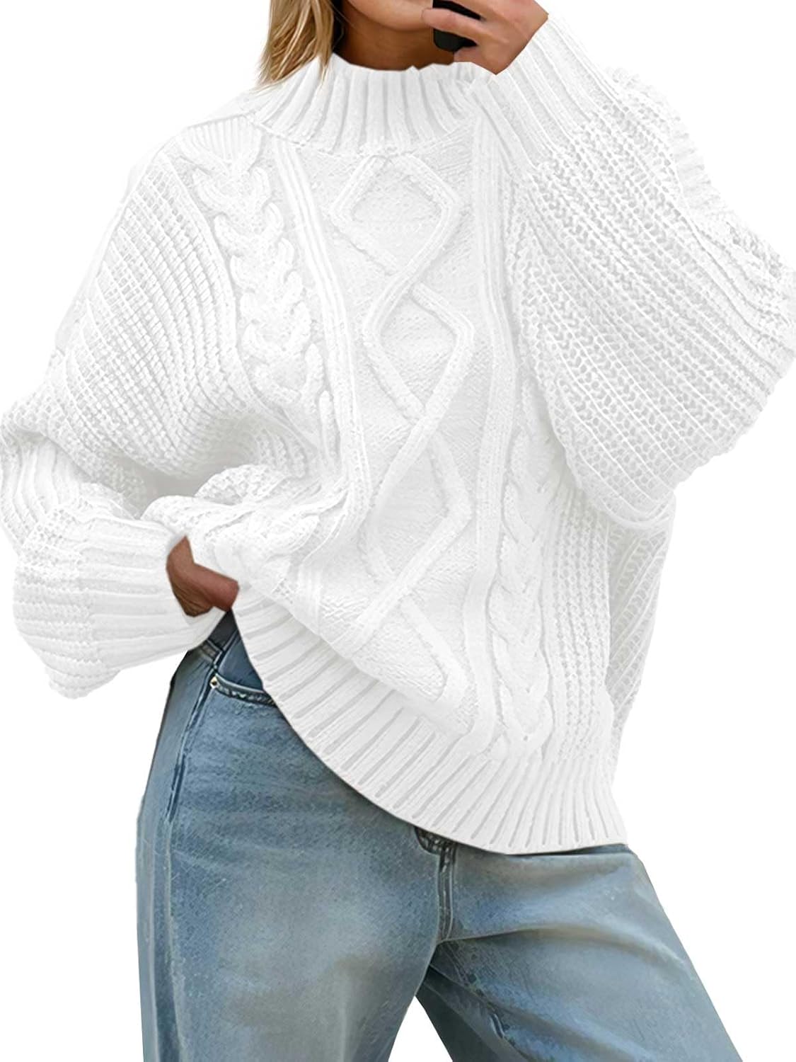Saodimallsu Womens Oversized Cable Knit Sweaters for Fall