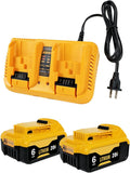 2-Pack 6.0Ah Replacement Batteries for Dewalt 20V Max - Long Runtime