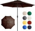 9FT Brown Patio Market Umbrella with Crank and Tilt - Sturdy Shade