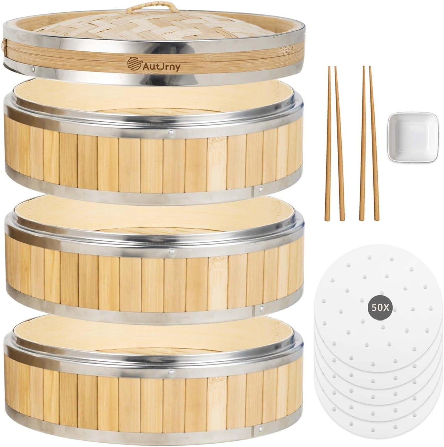 9.5-Inch Vertical Bamboo Steamer Basket for Healthy Cooking