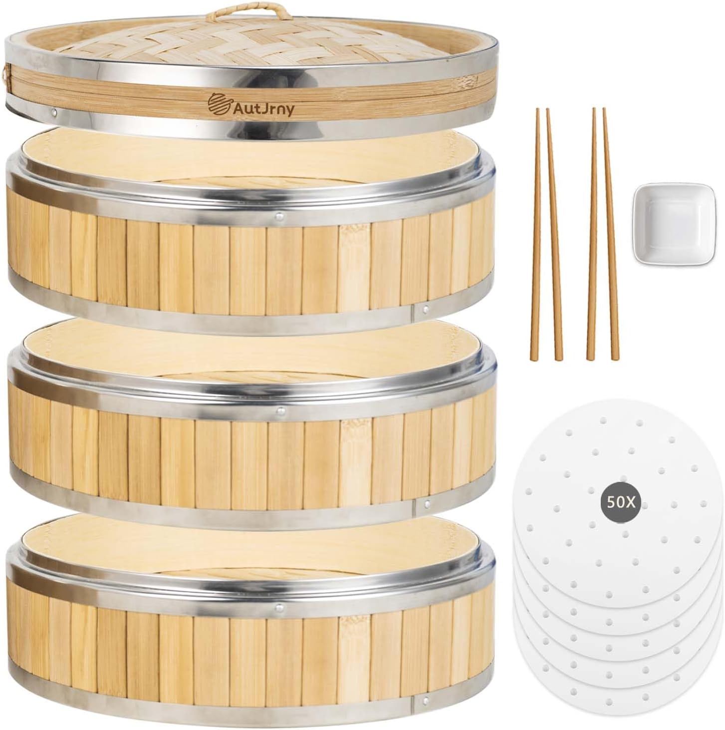 9.5-Inch Vertical Bamboo Steamer Basket for Healthy Cooking