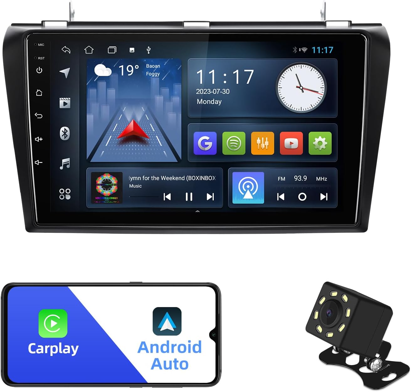 Android 10 Double Din Car Stereo for Mazda 3 with 9 Inch Screen