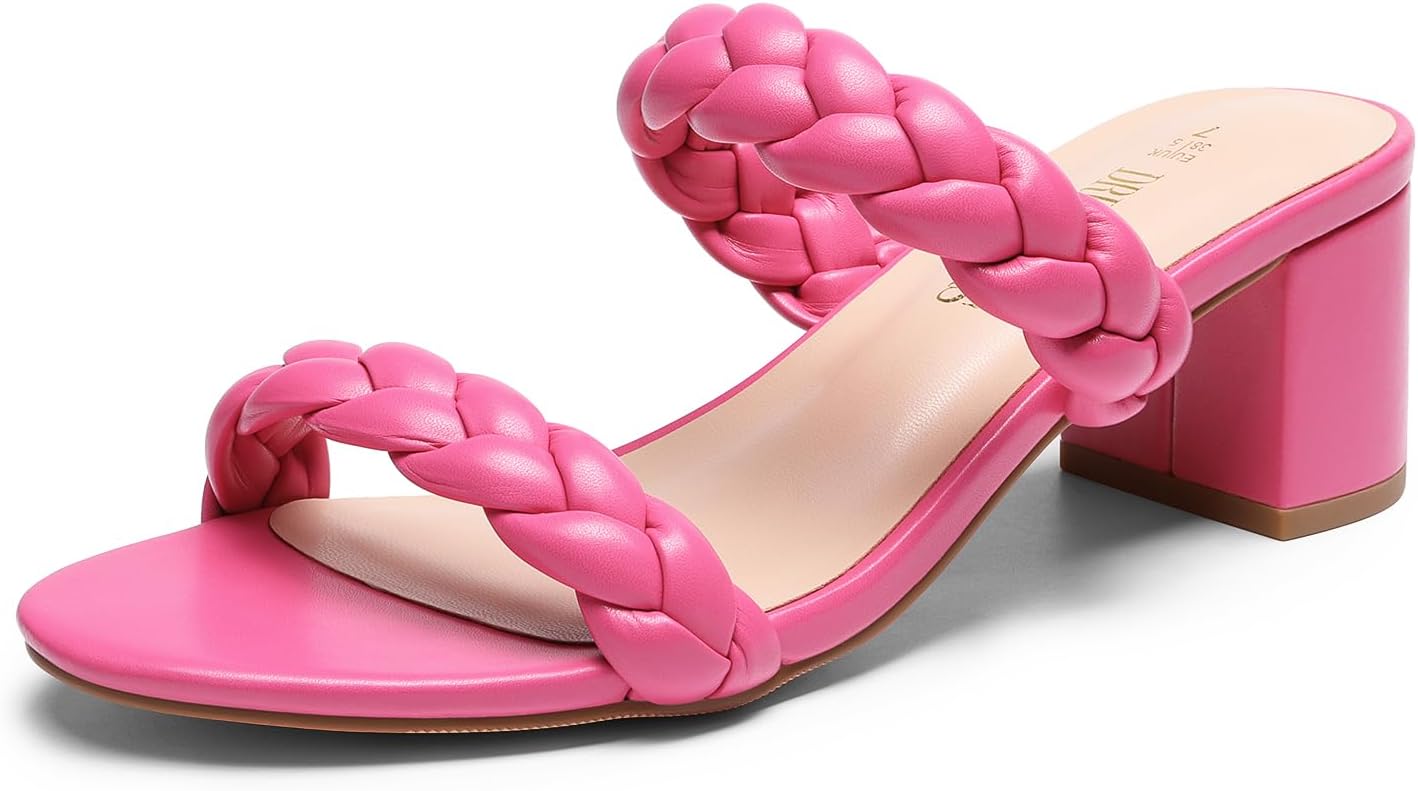 DREAM PAIRS Women's Two Braided Strap Low Heels for Comfort
