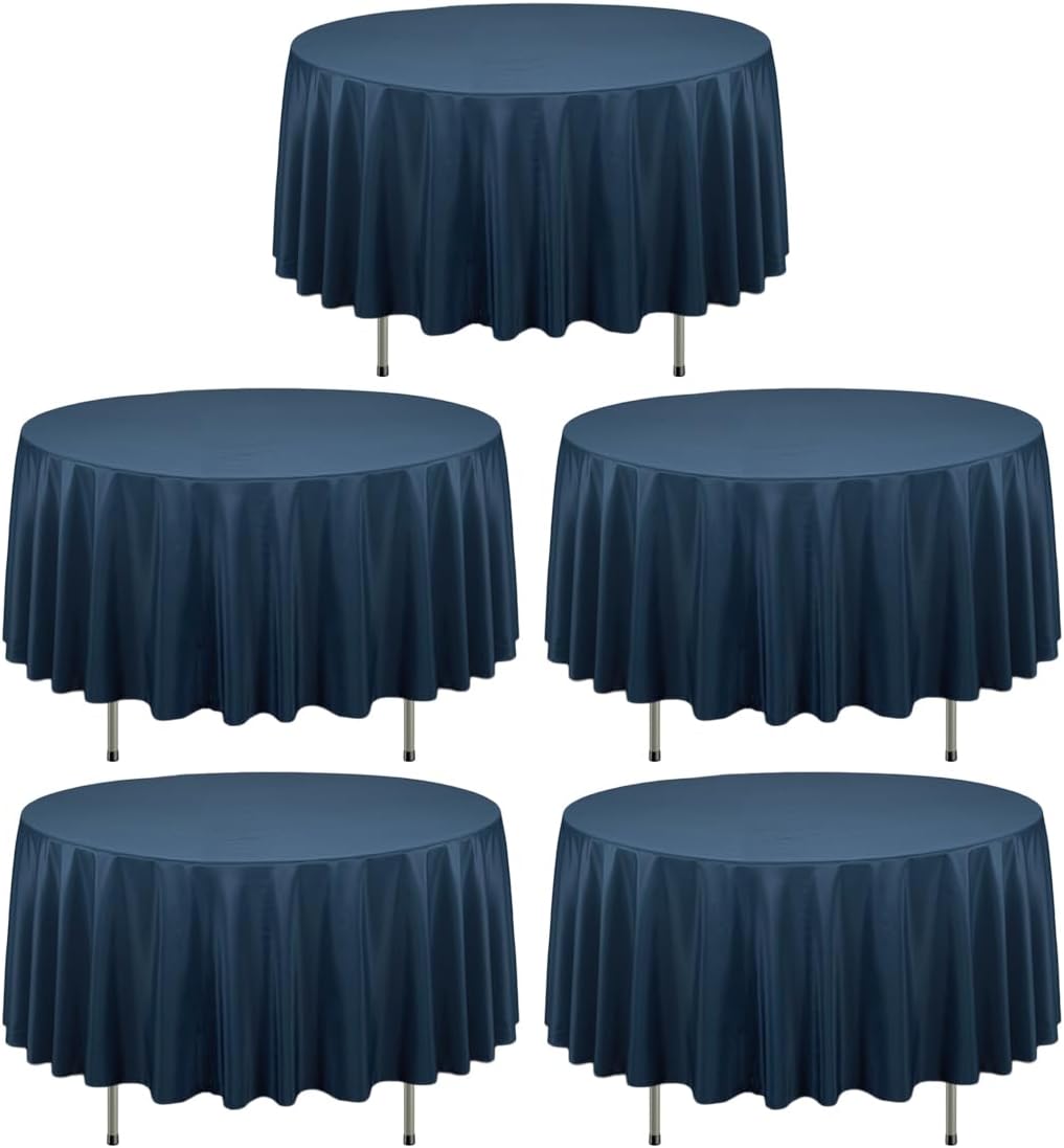 90 Inch Round Tablecloths for Weddings and Parties - Navy Blue