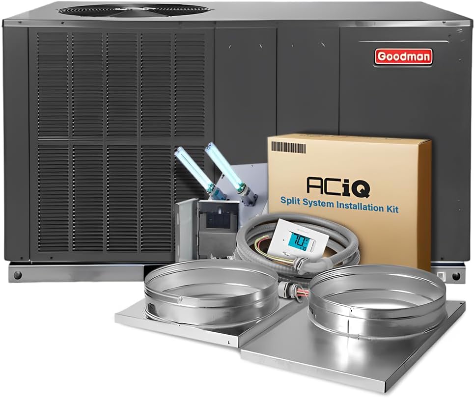 Efficient 3 Ton AC Packaged Unit + Installation Kit | Horizontal Design, Scroll Compressor