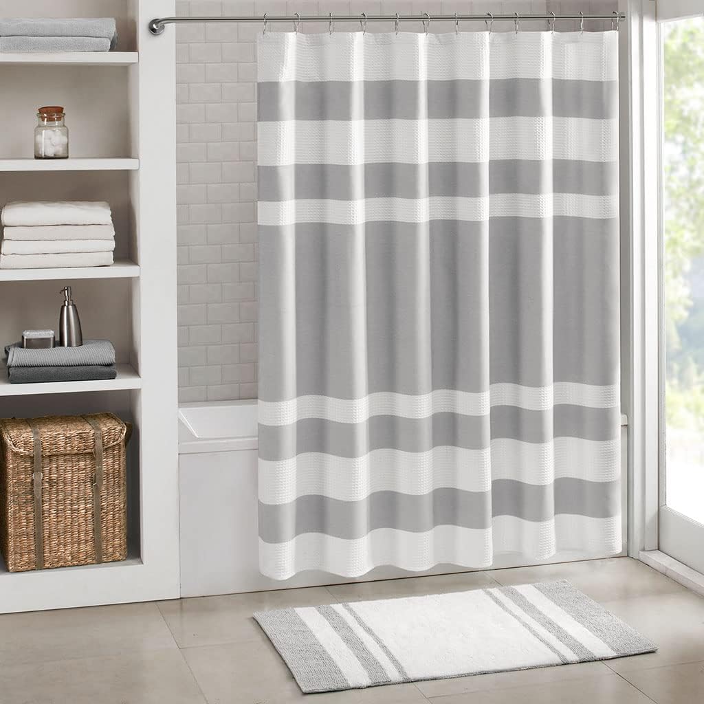 Madison Park Spa Waffle Shower Curtain with 3M Treatment