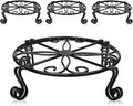 Black 4 Pack Plant Stand for Flower Pots - Heavy Duty Round Support