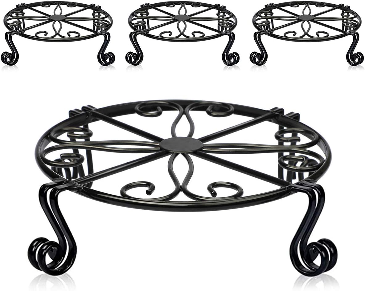 4 Pack Black Plant Stand for Heavy Duty Indoor Outdoor Use
