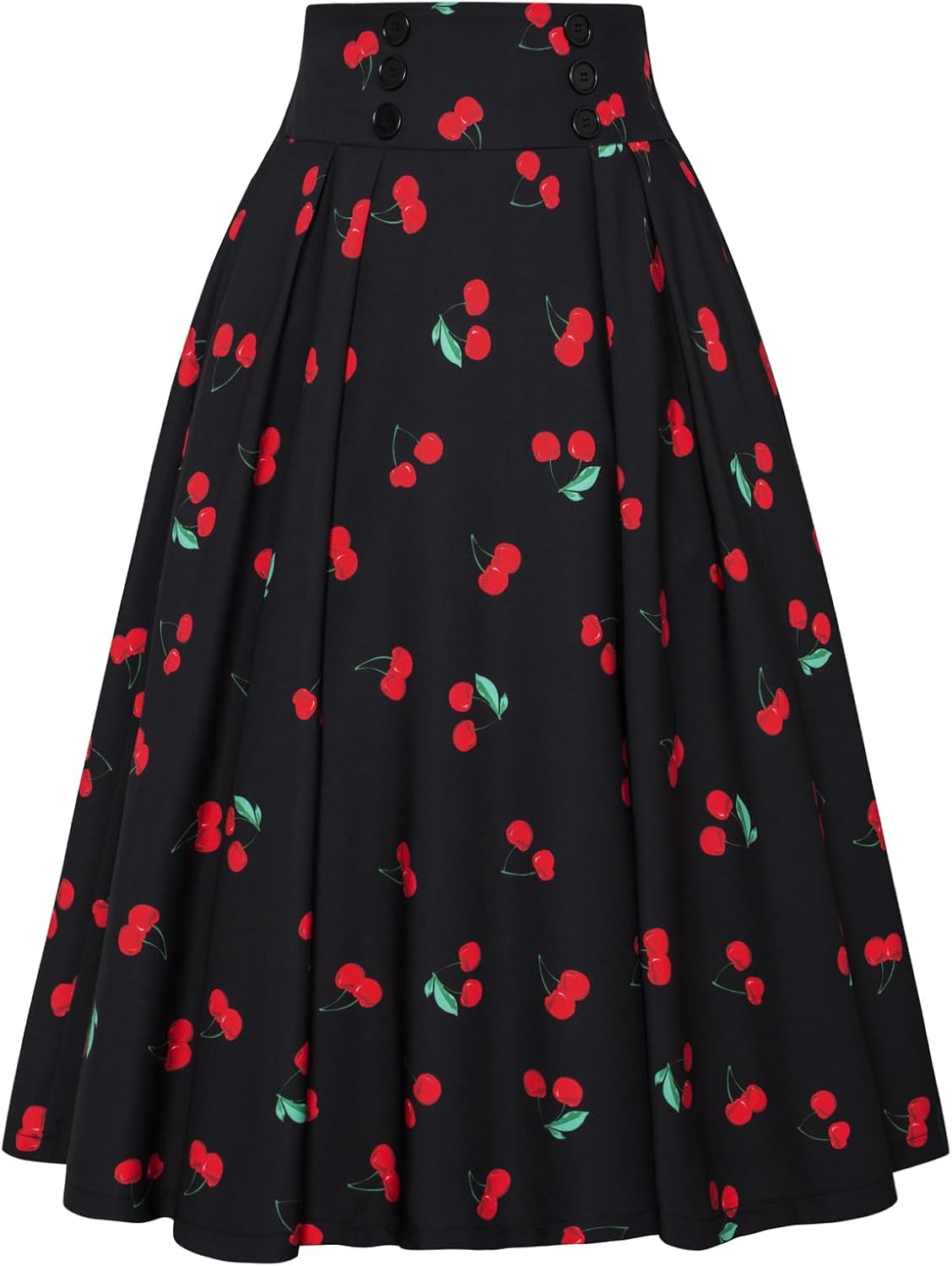 Belle Poque Women's Vintage High Waist Pleated Midi Skirt