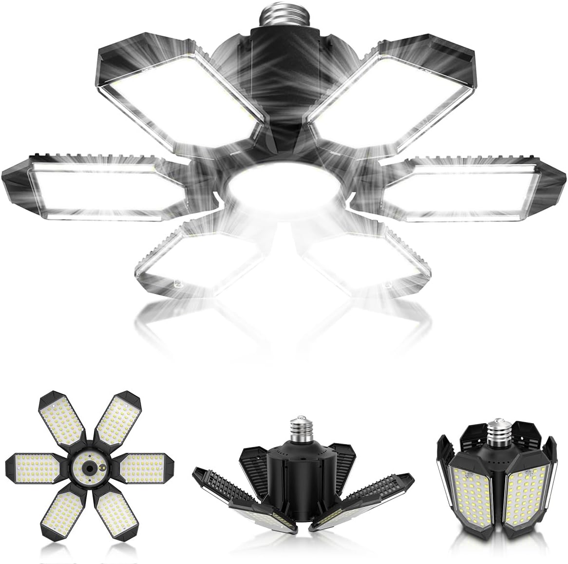 Garage Light Bulbs with Deformable Panels for Bright Spaces