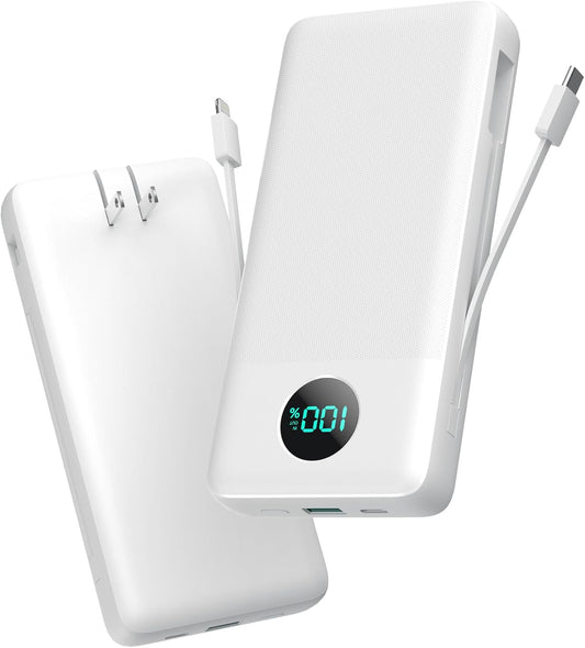 Portable Charger 33800mAh with Built-in Cables & AC Plug