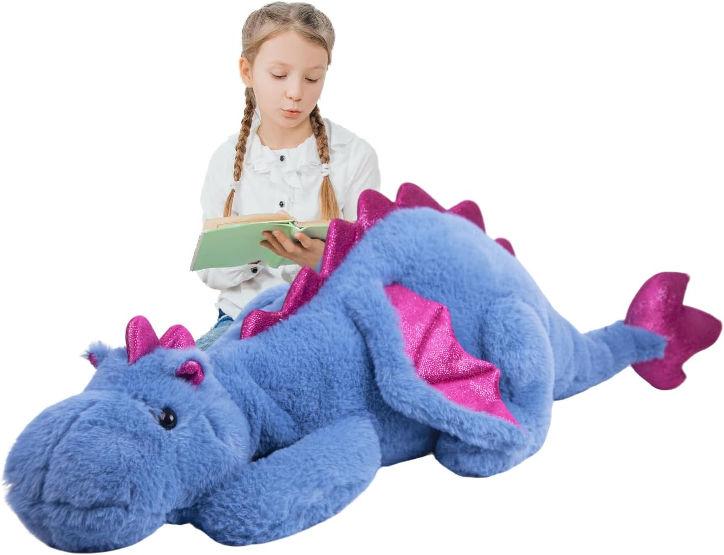 Giant 52in Big Blue Dragon Plush Toy for Cuddly Comfort