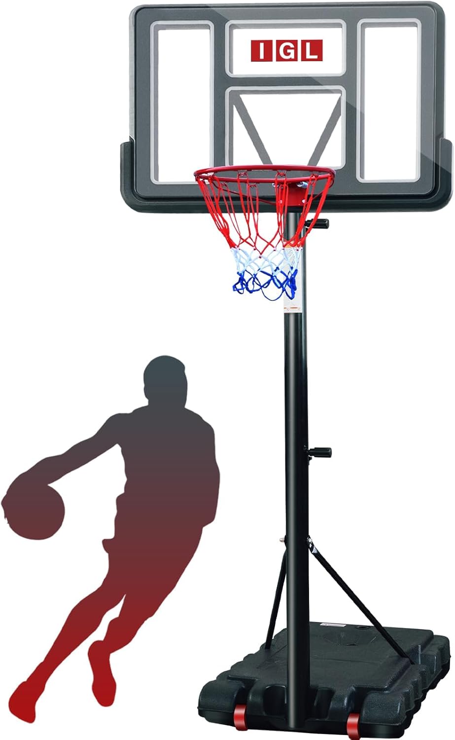 IGL Portable Basketball Hoop - Adjustable 5.6-10FT Goal System